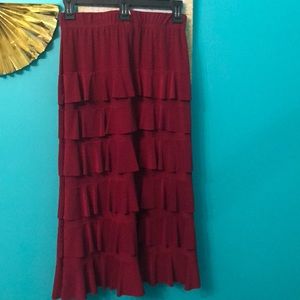 Burgundy ruffle skirt